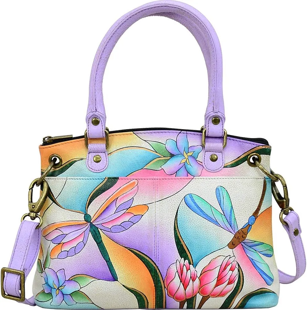 Anna by Anuschka Women's Original Genuine Leather Hand-Painted Small Satchel - Leather Handbag for Women