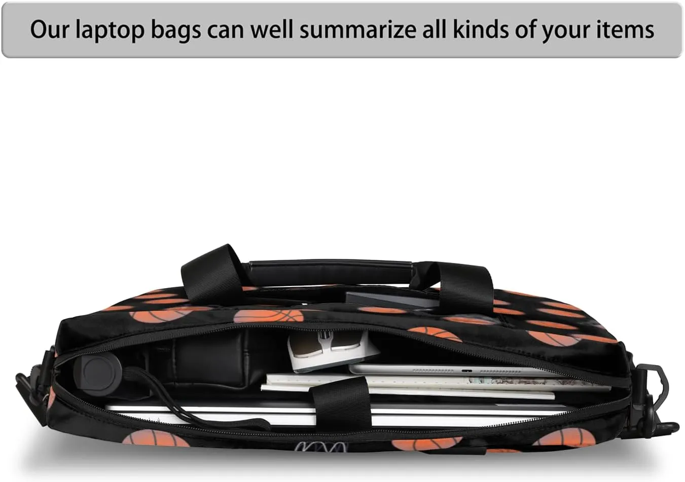 Basketball 14 15 15.6 inch Laptop Briefcase Shoulder Bag Black Waterproof Travel Laptop Sleeve Case Work Computer Cover Carrying Bag