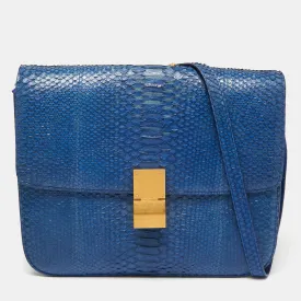 Blue Python Large Classic Box Shoulder Bag