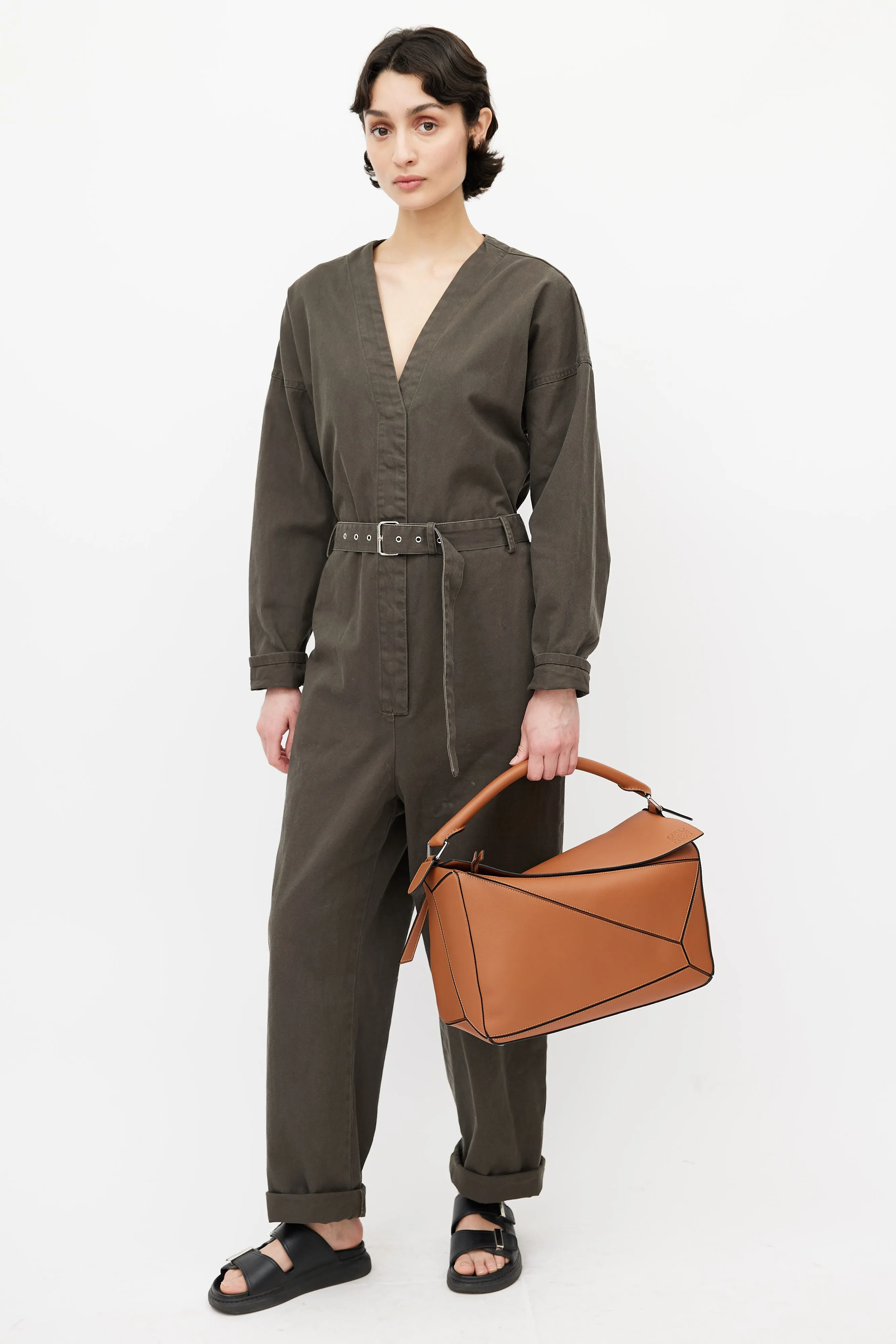 Brown Large Puzzle Bag