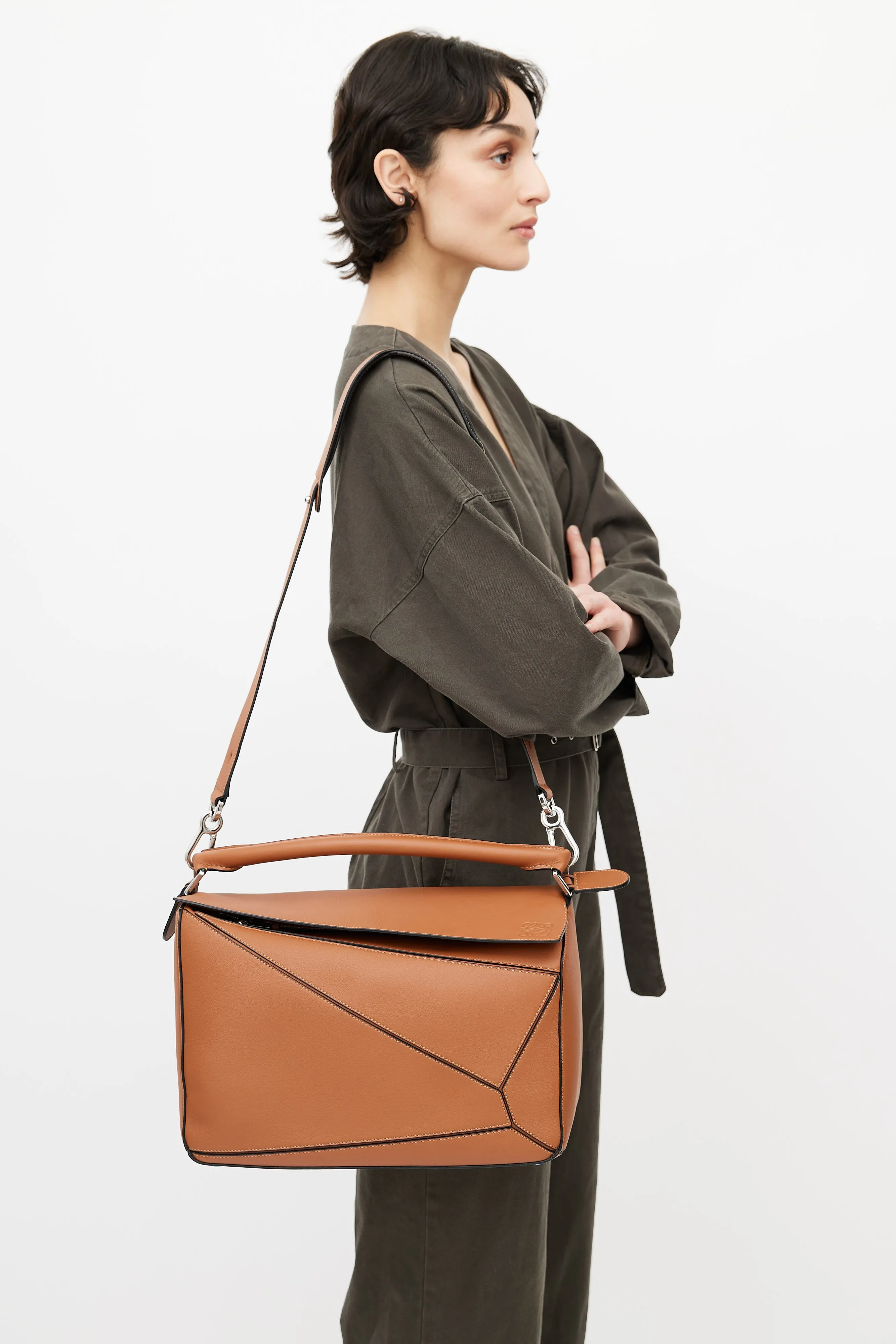 Brown Large Puzzle Bag