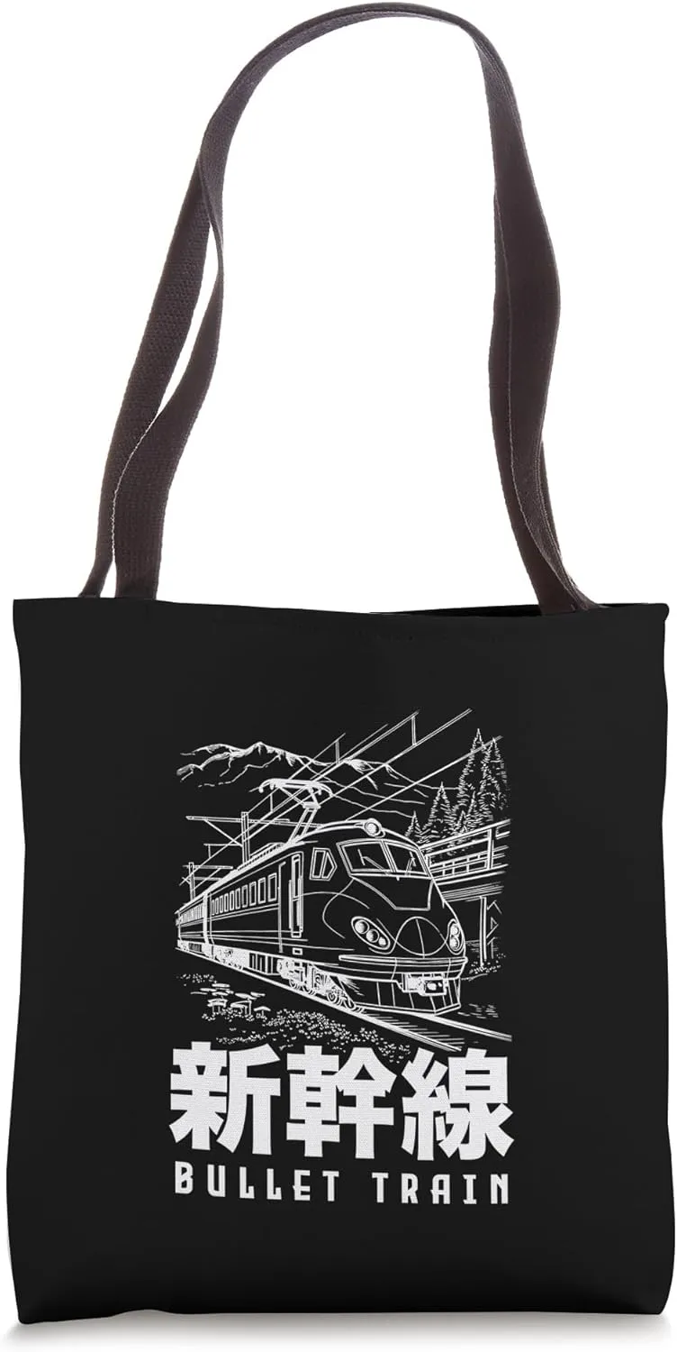 Bullet Train Shinkansen Blueprint Japanese Kanji Souvenir Tote Bag