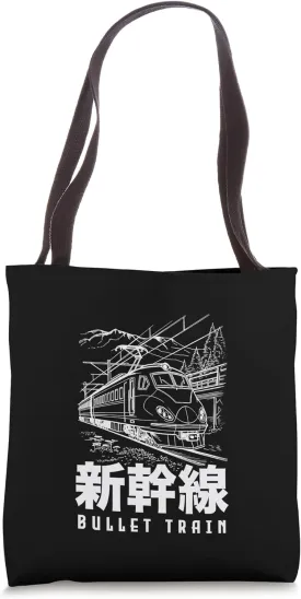 Bullet Train Shinkansen Blueprint Japanese Kanji Souvenir Tote Bag