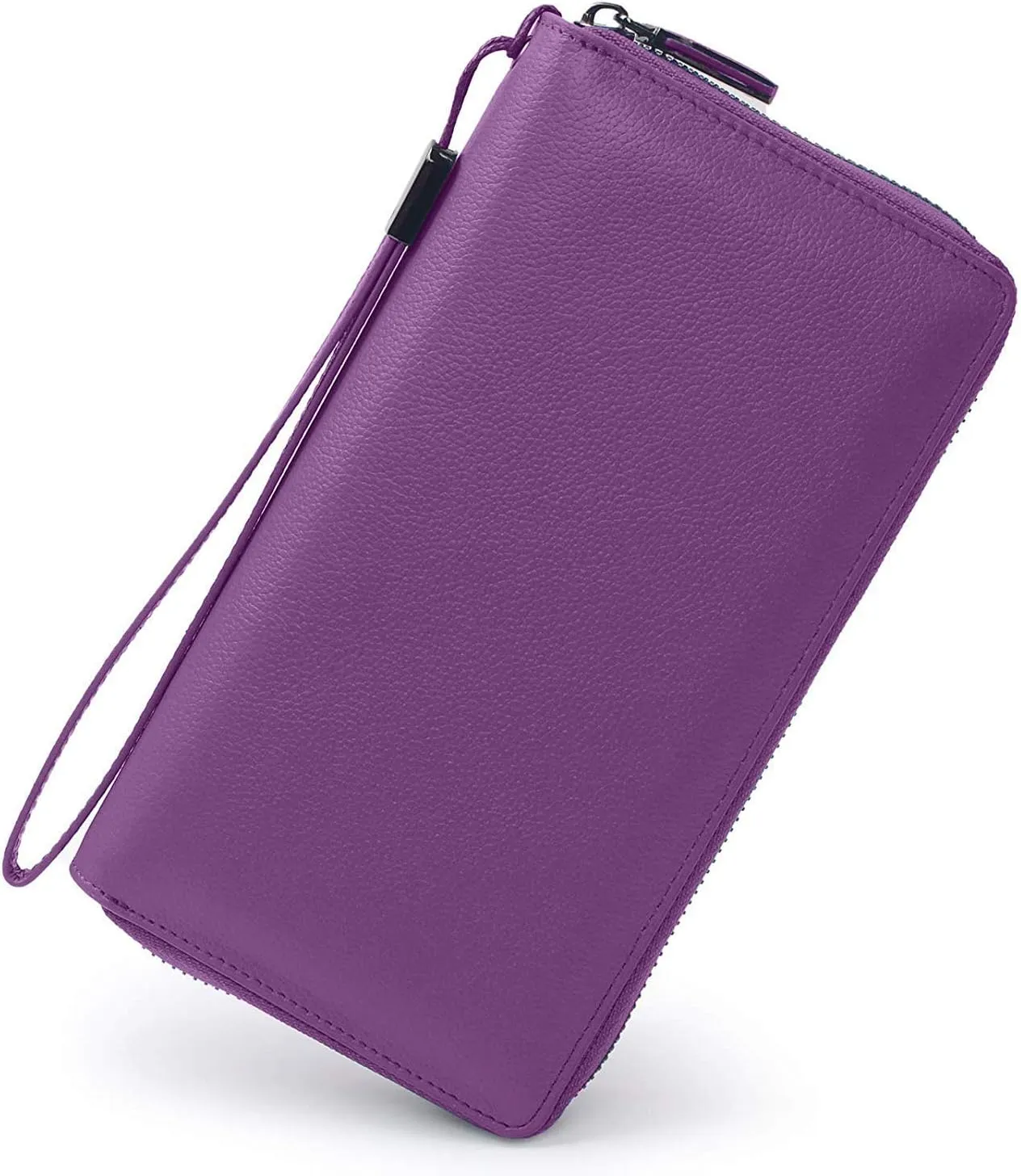 Bveyzi Women RFID Blocking Wallet Leather Zip Around Phone Clutch Large Capacity Ladies Travel Purse Wristlet