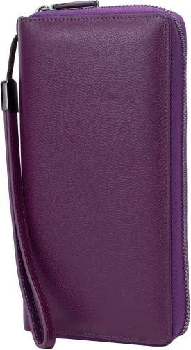 Bveyzi Women RFID Blocking Wallet Leather Zip Around Phone Clutch Large Capacity Ladies Travel Purse Wristlet