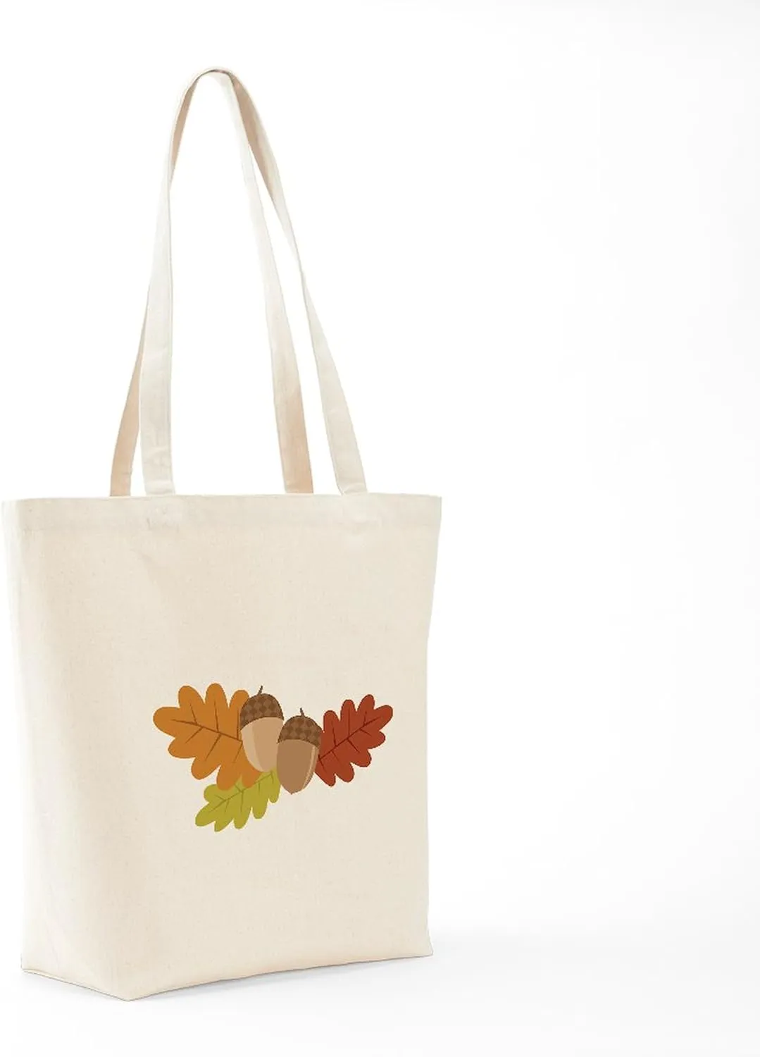 CafePress Acorn Leaves Tote Bag Reusable Natural Beige Canvas Shopping Bag