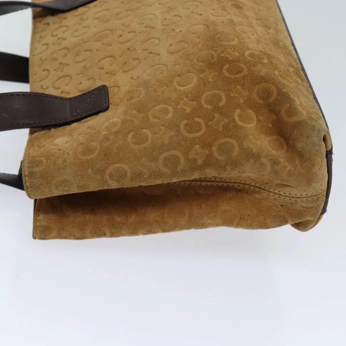 CELINE C Macadam Canvas Hand Bag Beige Auth 71543