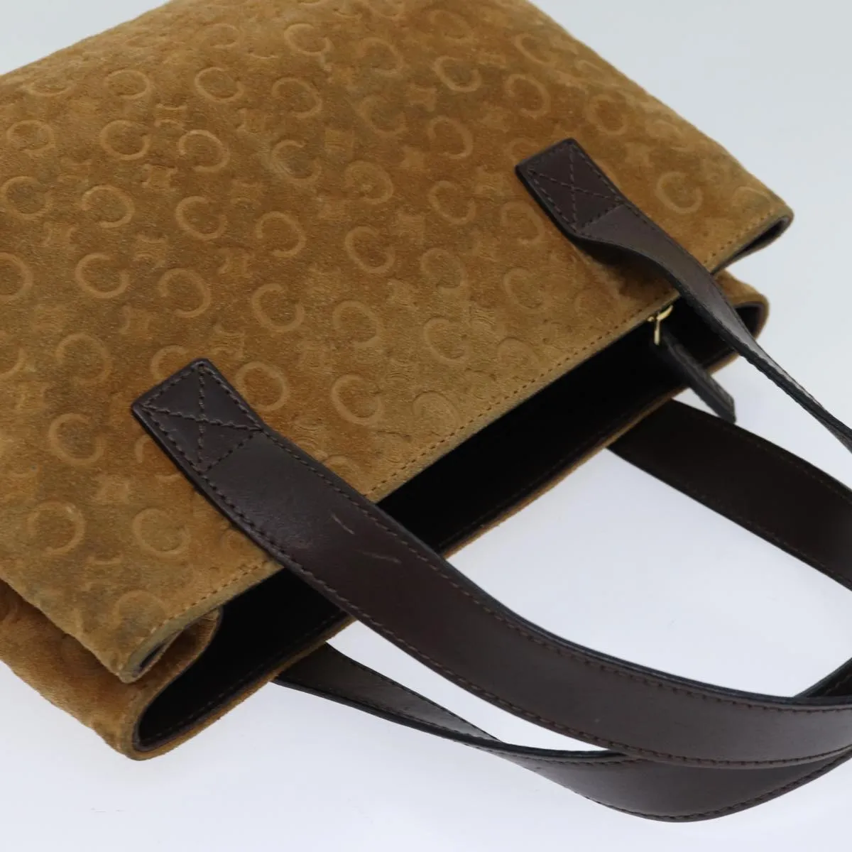 CELINE C Macadam Canvas Hand Bag Beige Auth 71543