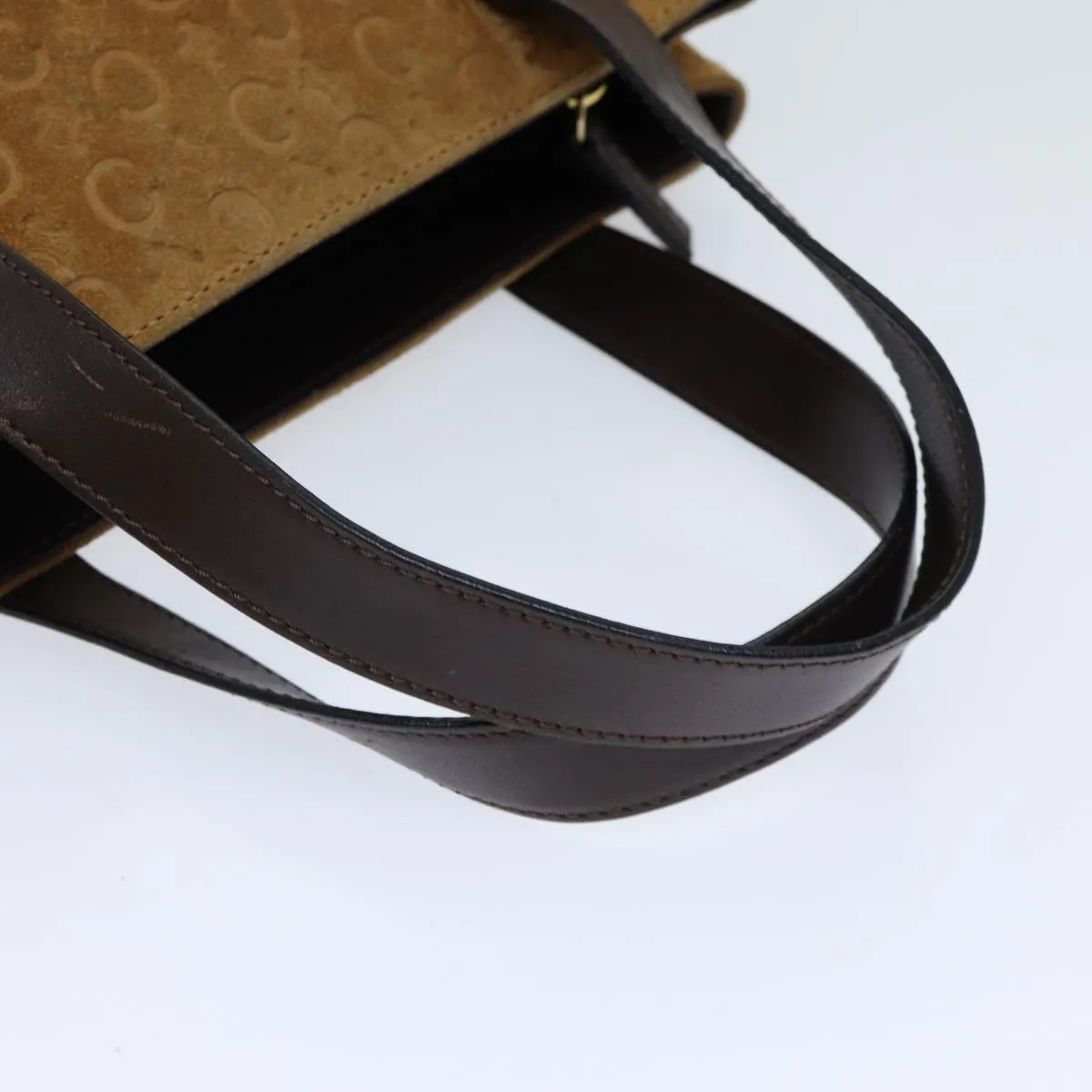 CELINE C Macadam Canvas Hand Bag Beige Auth 71543