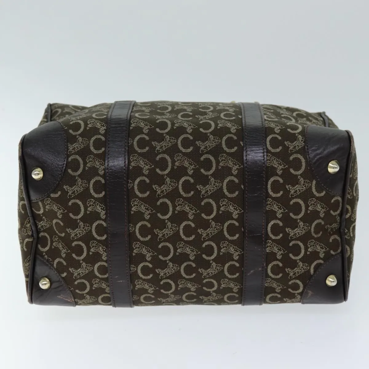CELINE C Macadam Canvas Hand Bag Brown Auth 74626