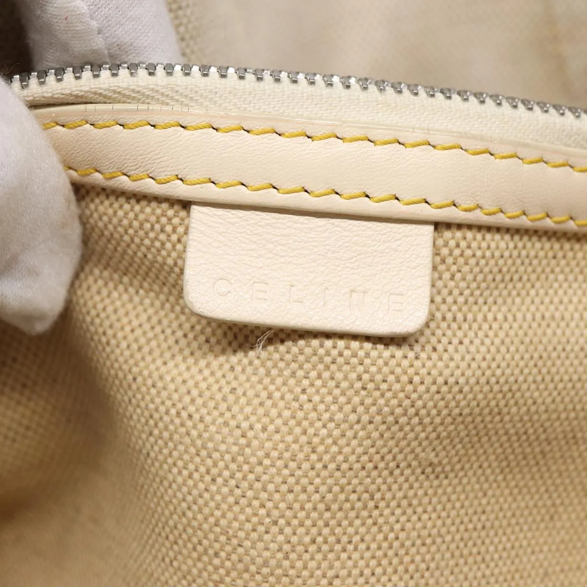CELINE C Saluki Hand Bag Yellow Beige Auth 72063