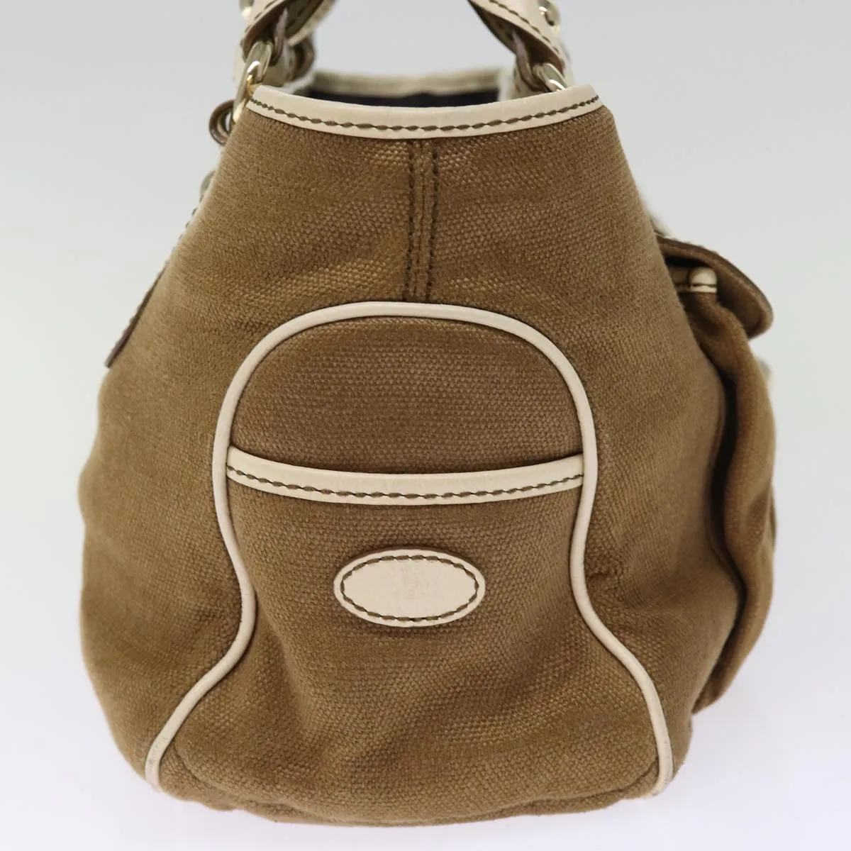 CELINE Hand Bag Canvas Brown Auth 75136
