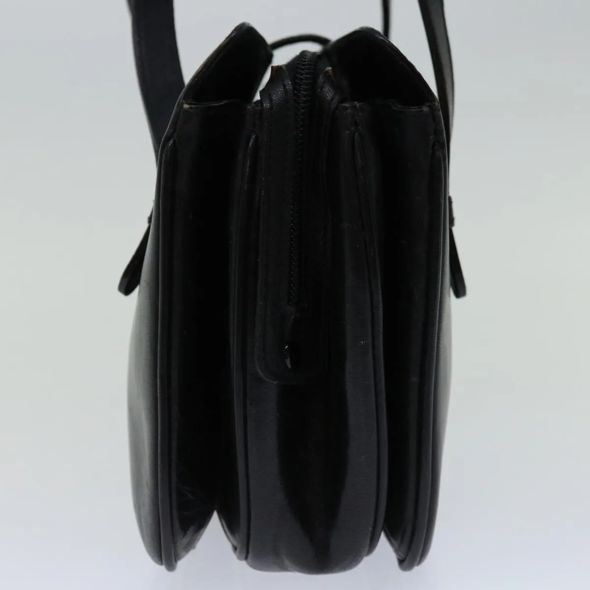 CELINE Hand Bag Leather Black Auth 68292