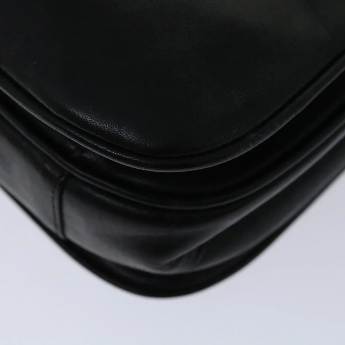 CELINE Hand Bag Leather Black Auth 68292