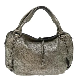 CELINE Hand Bag Leather Gold Auth 68608