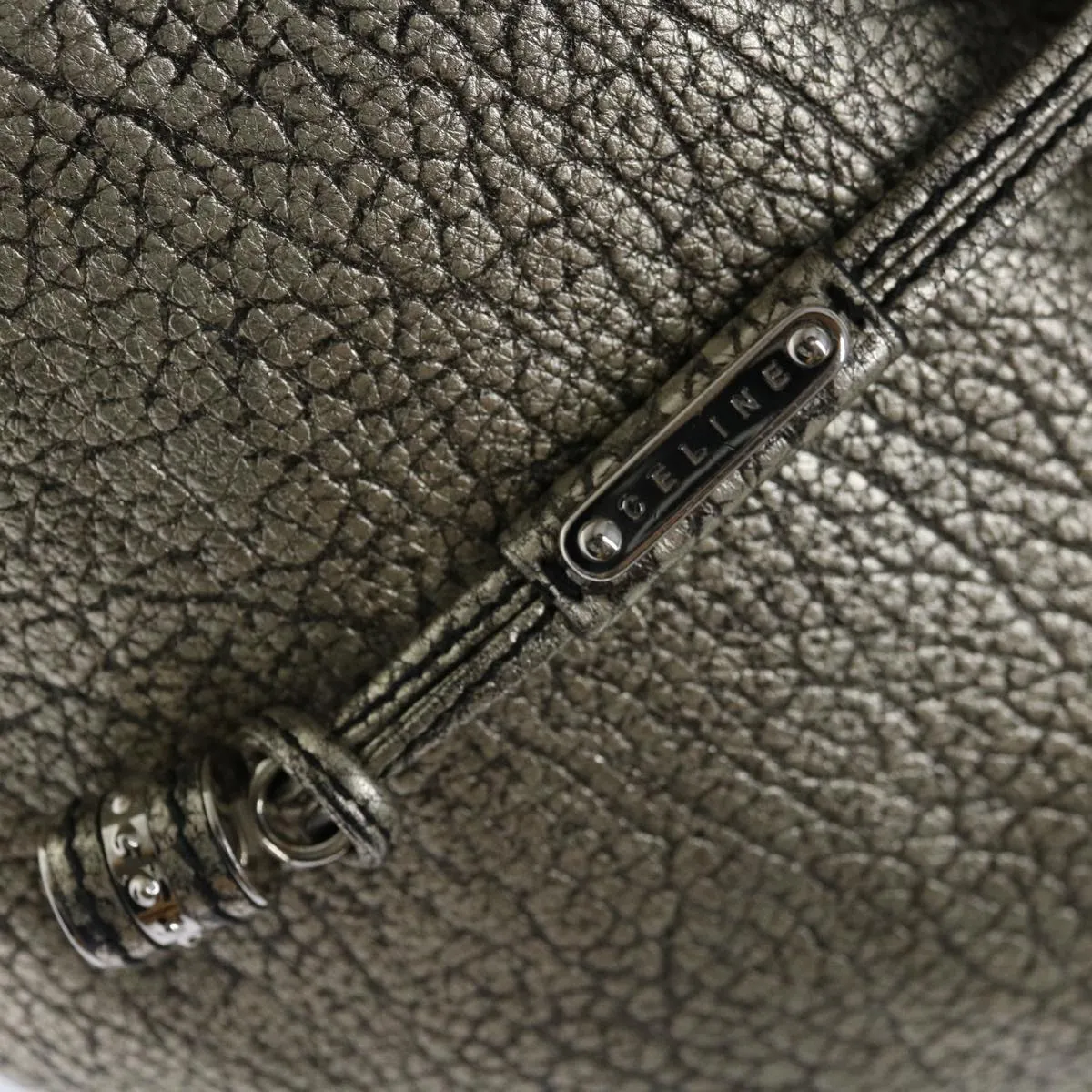 CELINE Hand Bag Leather Gold Auth 68608