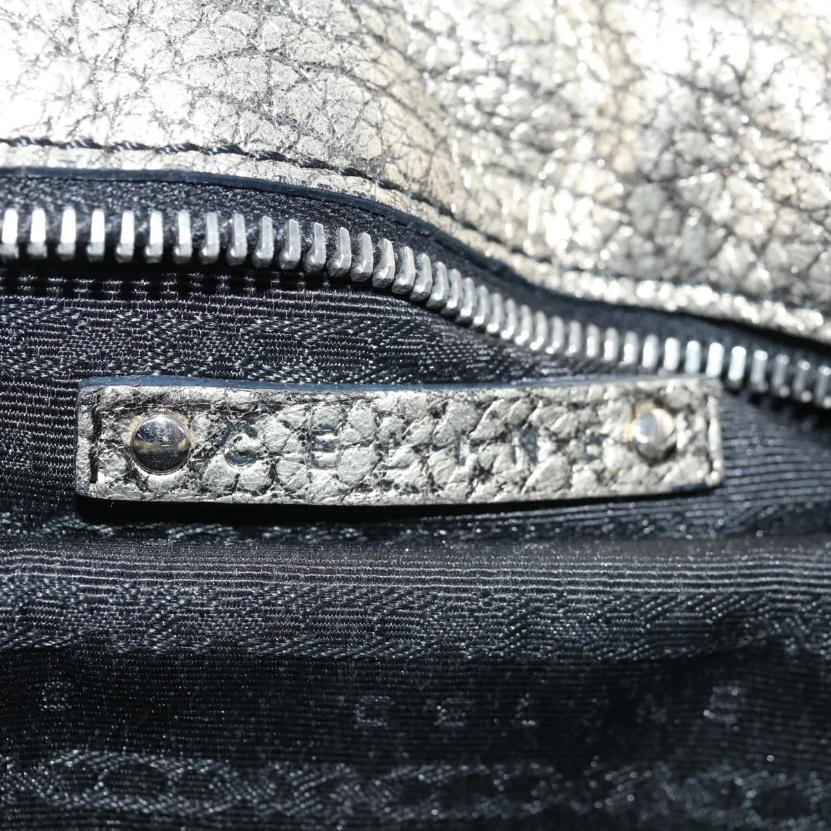 CELINE Hand Bag Leather Gold Auth 68608