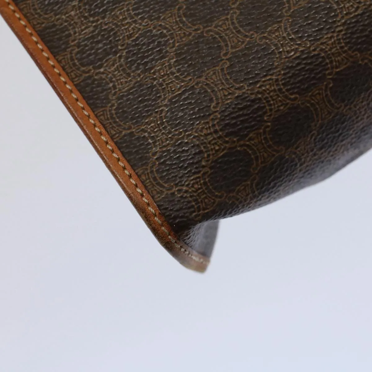 CELINE Macadam Canvas Clutch Bag PVC Leather 2Set Red Brown Auth bs9598