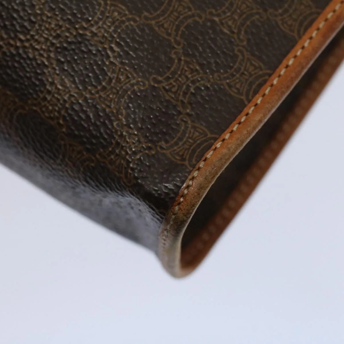 CELINE Macadam Canvas Clutch Bag PVC Leather 2Set Red Brown Auth bs9598
