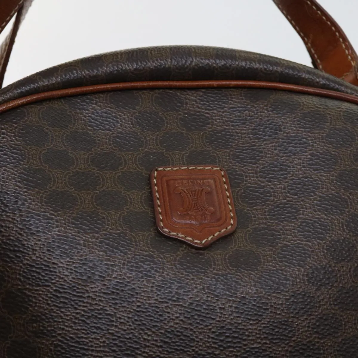 CELINE Macadam Canvas Hand Bag PVC Leather Brown Auth 63440