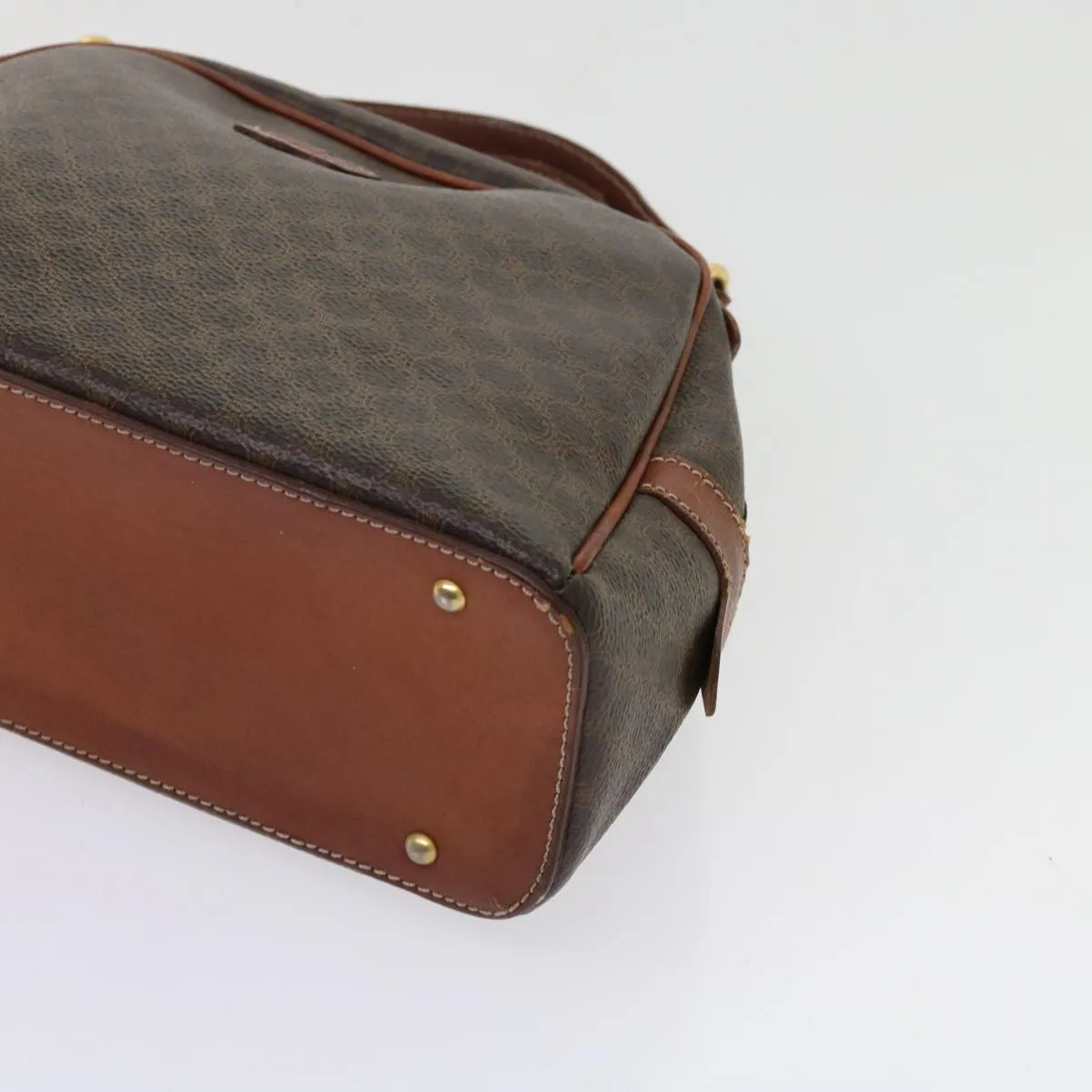 CELINE Macadam Canvas Hand Bag PVC Leather Brown Auth 63440