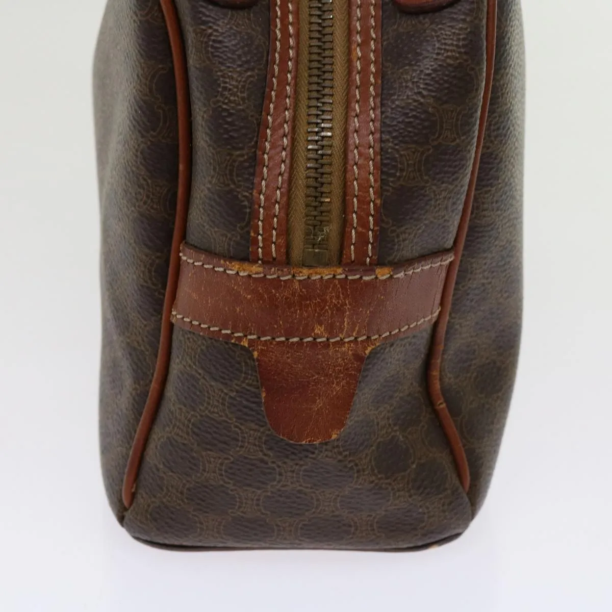 CELINE Macadam Canvas Hand Bag PVC Leather Brown Auth 63440