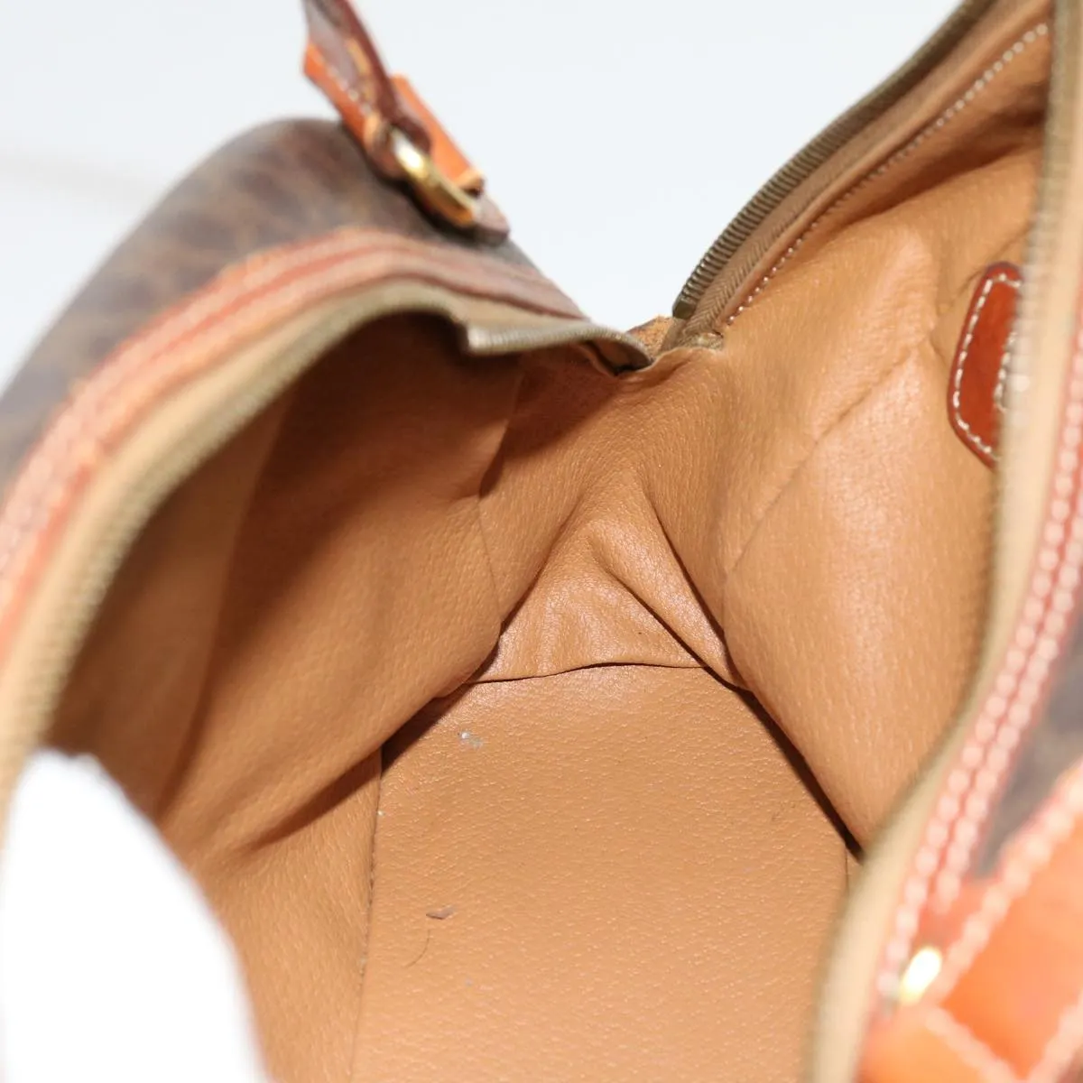 CELINE Macadam Canvas Hand Bag PVC Leather Brown Auth 63440
