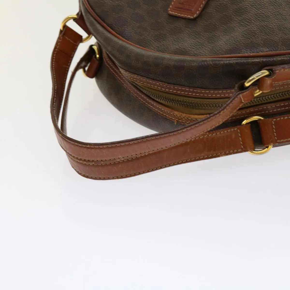 CELINE Macadam Canvas Hand Bag PVC Leather Brown Auth 63440