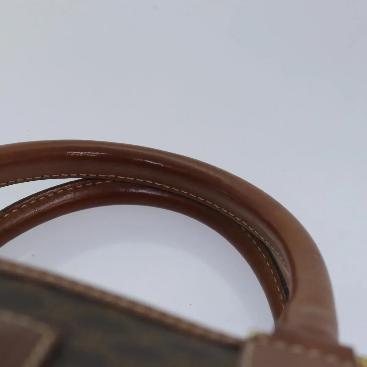 CELINE Macadam Canvas Hand Bag PVC Leather Brown Auth yk13269