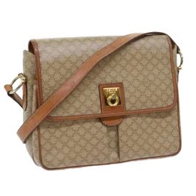 CELINE Macadam Canvas Shoulder Bag Beige Auth 56679