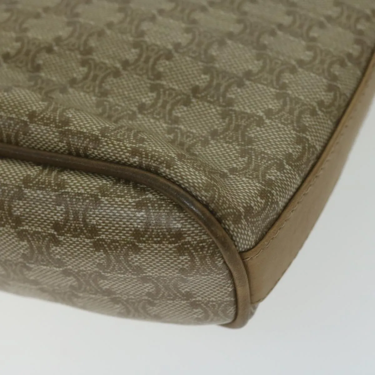 CELINE Macadam Canvas Shoulder Bag Beige Auth 65870