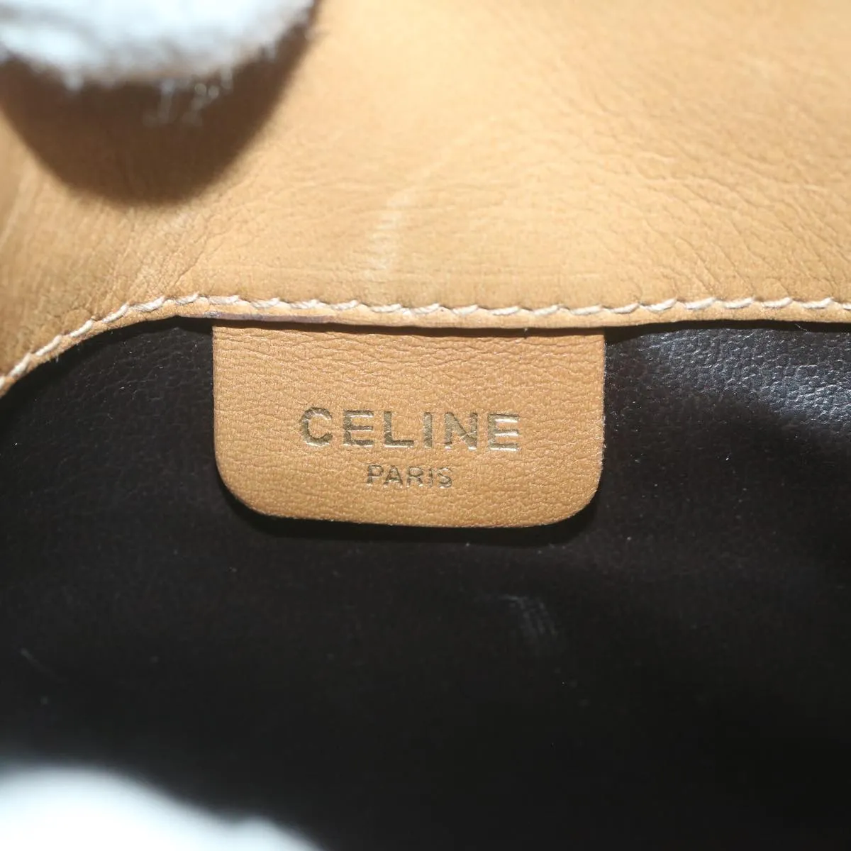 CELINE Macadam Canvas Shoulder Bag Beige Auth 65870