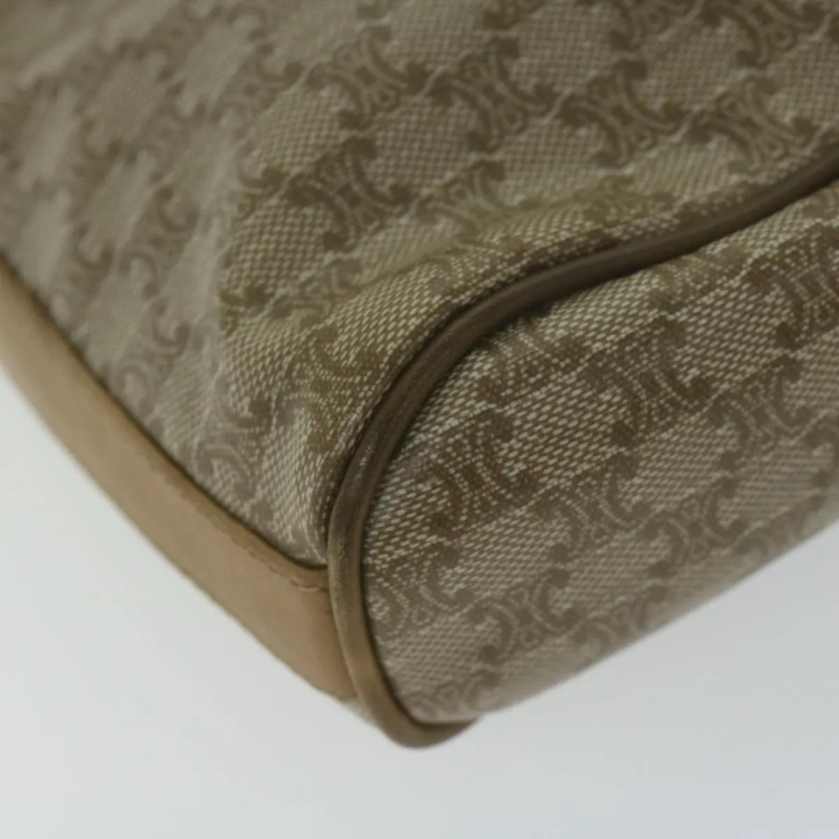CELINE Macadam Canvas Shoulder Bag Beige Auth 65870