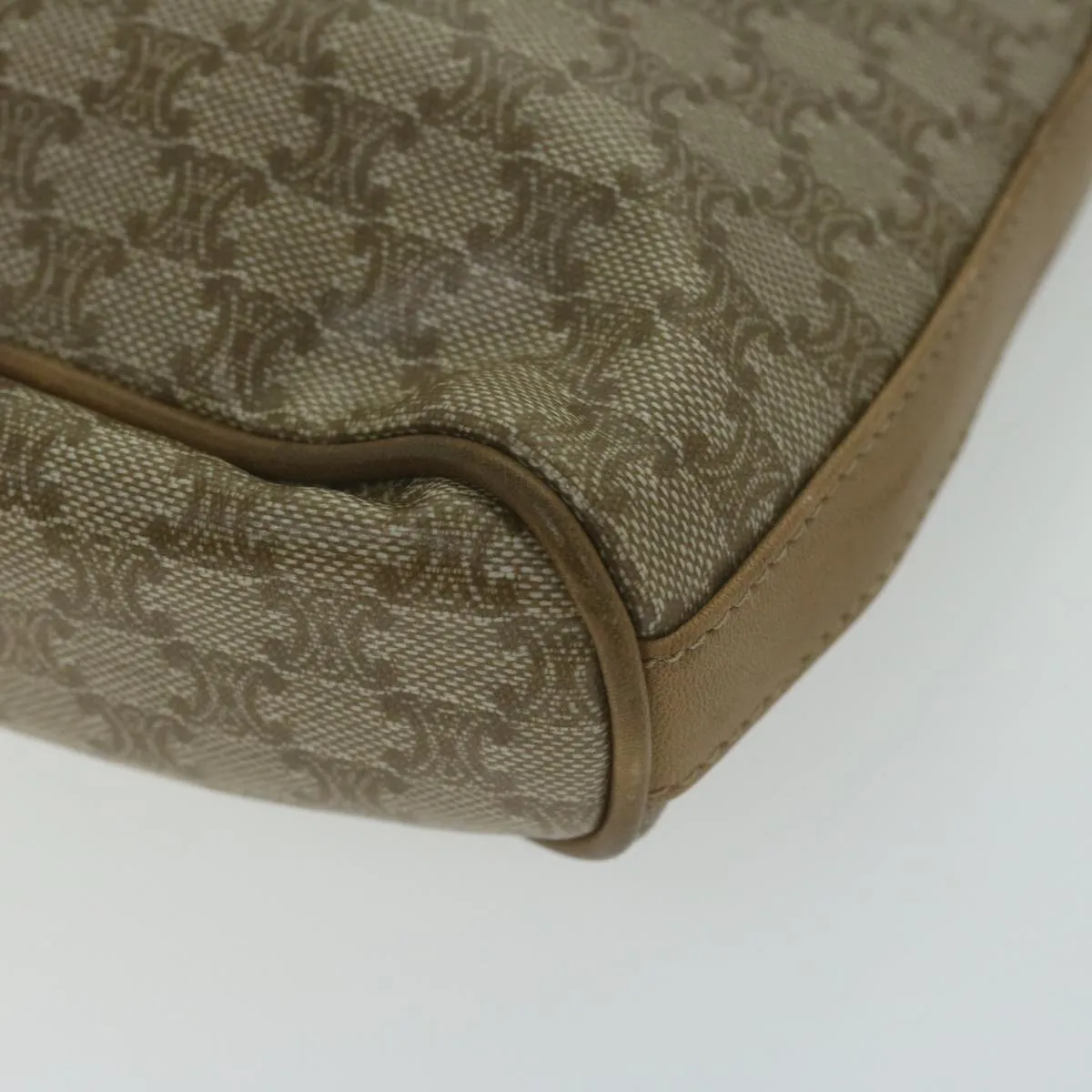 CELINE Macadam Canvas Shoulder Bag Beige Auth 65870