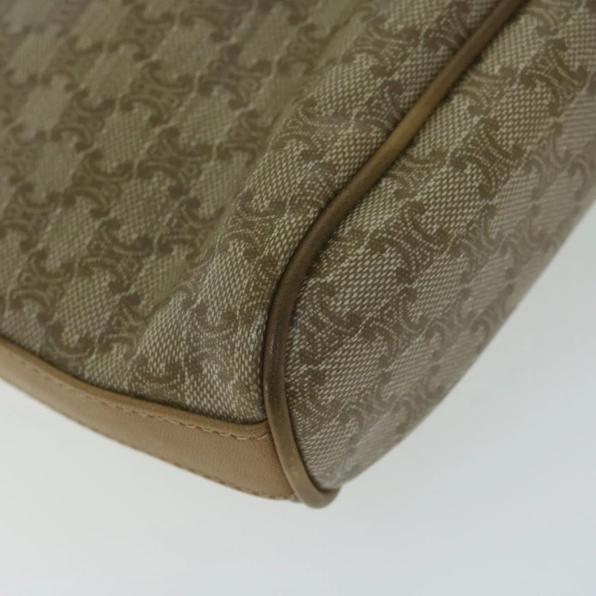 CELINE Macadam Canvas Shoulder Bag Beige Auth 65870