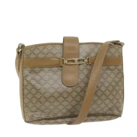 CELINE Macadam Canvas Shoulder Bag Beige Auth 65870