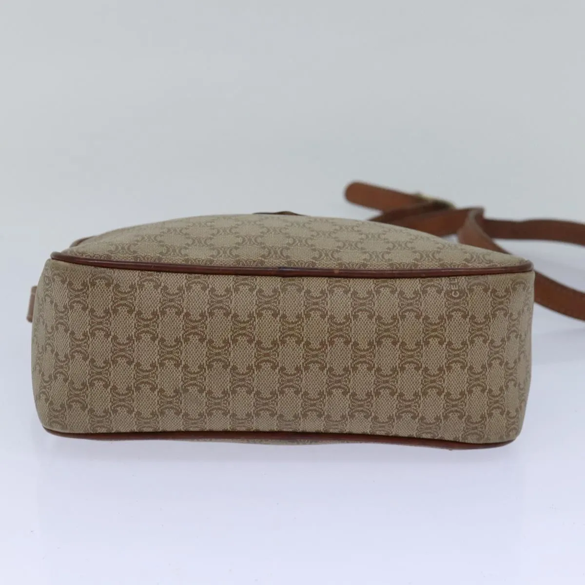 CELINE Macadam Canvas Shoulder Bag Beige Auth 80066