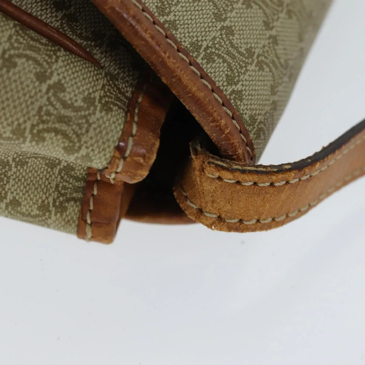 CELINE Macadam Canvas Shoulder Bag Beige Auth 81445