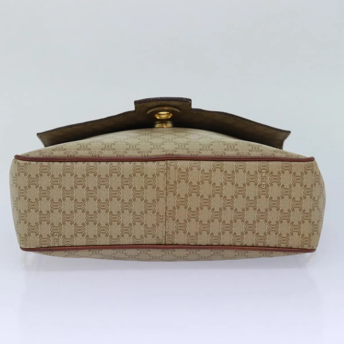CELINE Macadam Canvas Shoulder Bag Beige Auth 84210