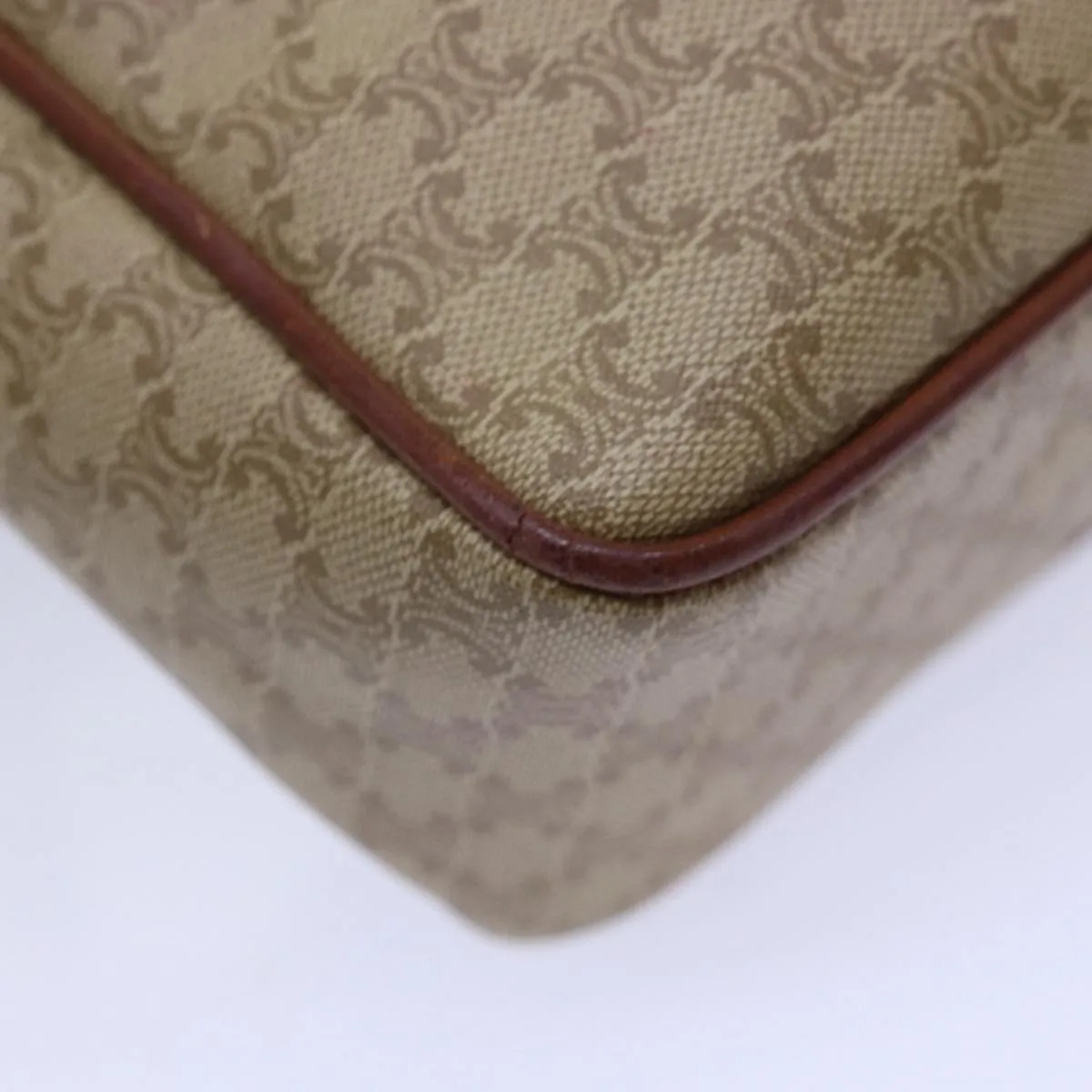 CELINE Macadam Canvas Shoulder Bag Beige Auth 84210