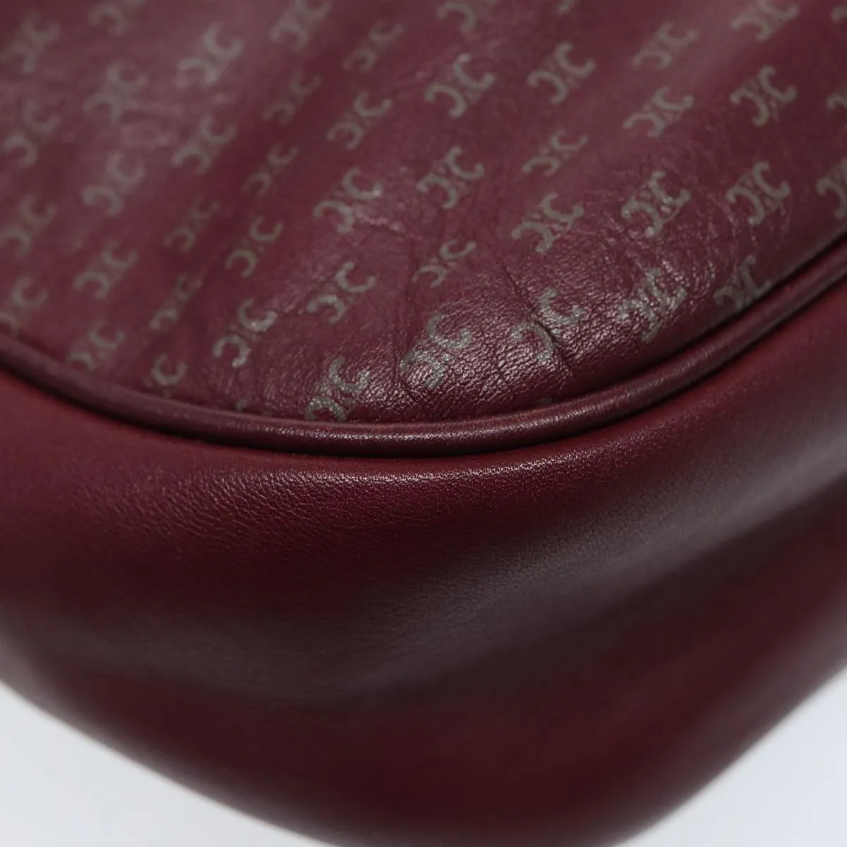 CELINE Macadam Canvas Shoulder Bag Red Gold Auth bs17472