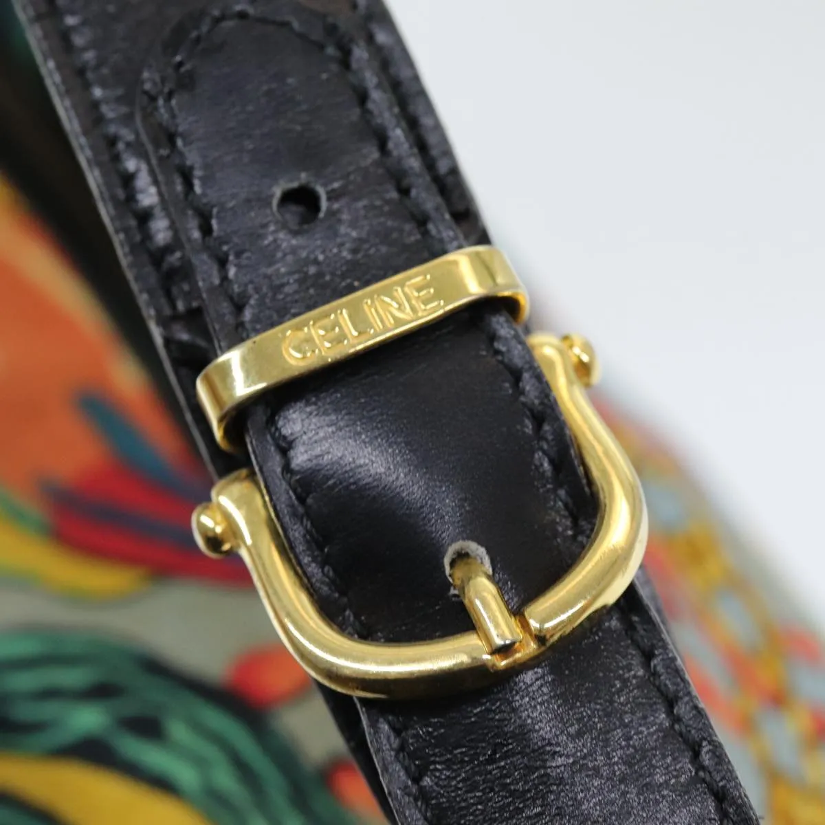 CELINE Shoulder Bag Canvas Multicolor Blue Auth ar12228