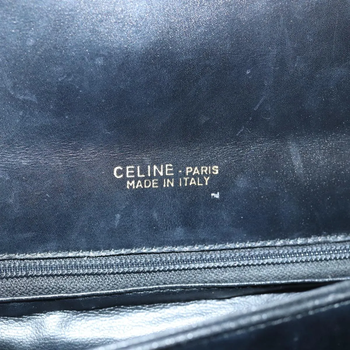 CELINE Shoulder Bag Leather Black Auth 83680