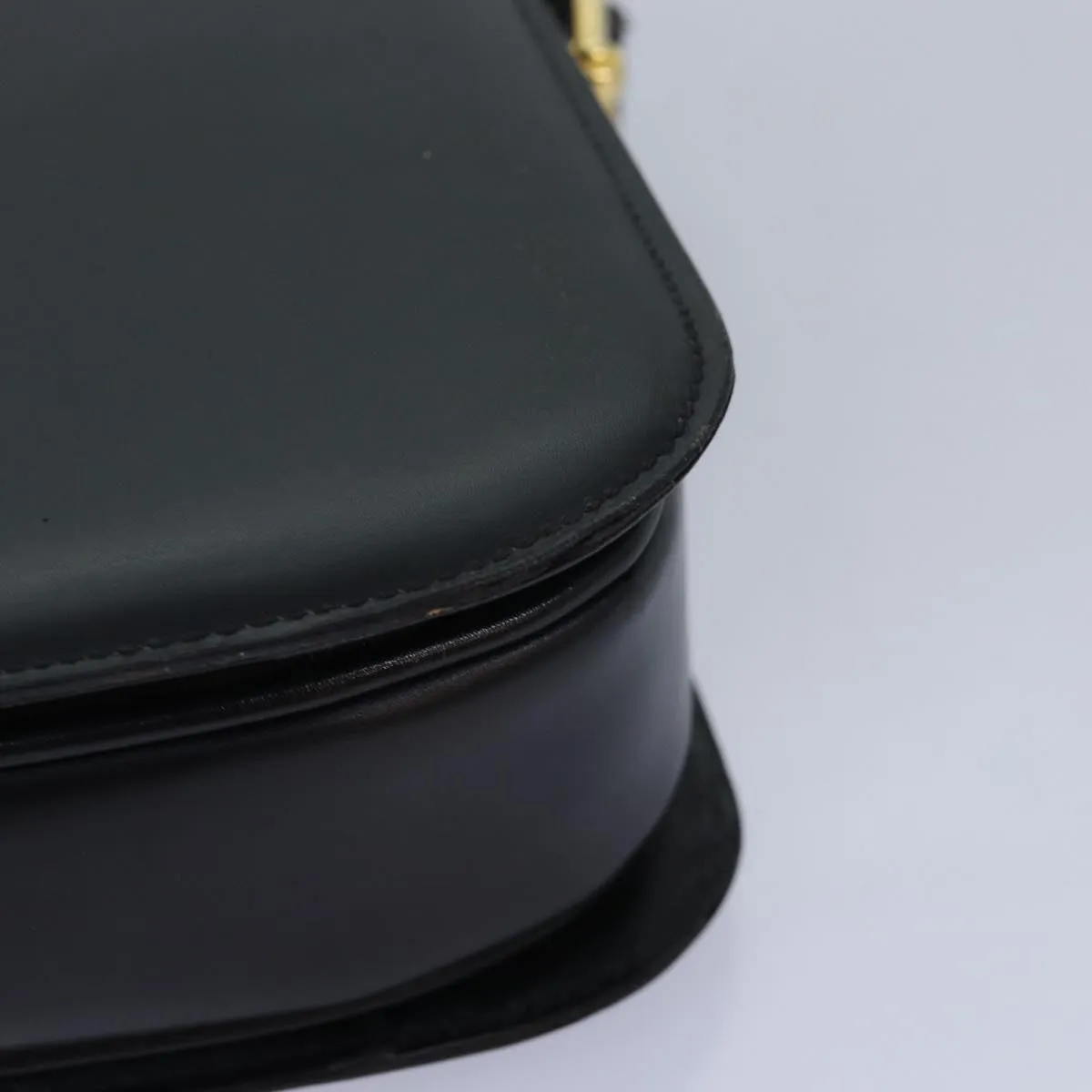 CELINE Shoulder Bag Leather Black Auth 83680