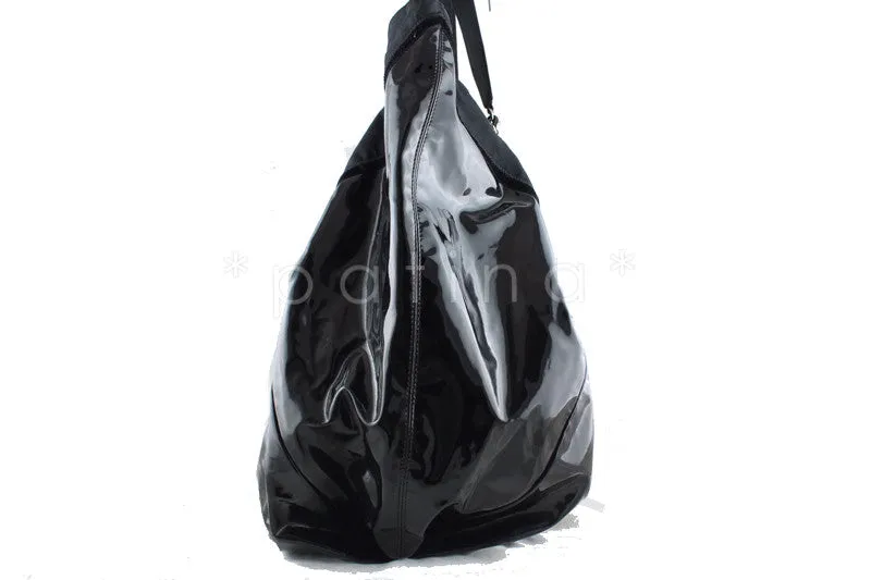 Chanel Black Patent Stretch Spirit XL Cabas Hobo Tote Bag
