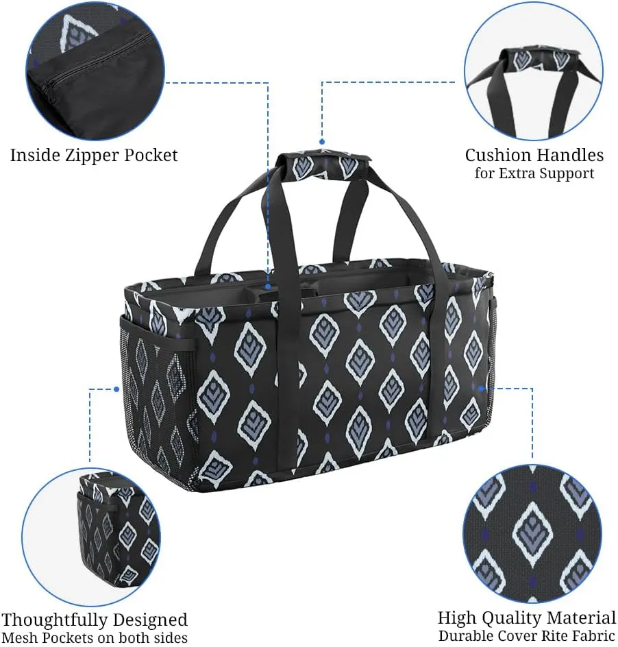 Covers & All Extra Large Utility Tote Bag with Wireframe, Collapsible Reusable Shopping Grocery Bag, Mesh Pockets & Velcro