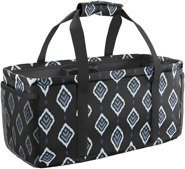 Covers & All Extra Large Utility Tote Bag with Wireframe, Collapsible Reusable Shopping Grocery Bag, Mesh Pockets & Velcro