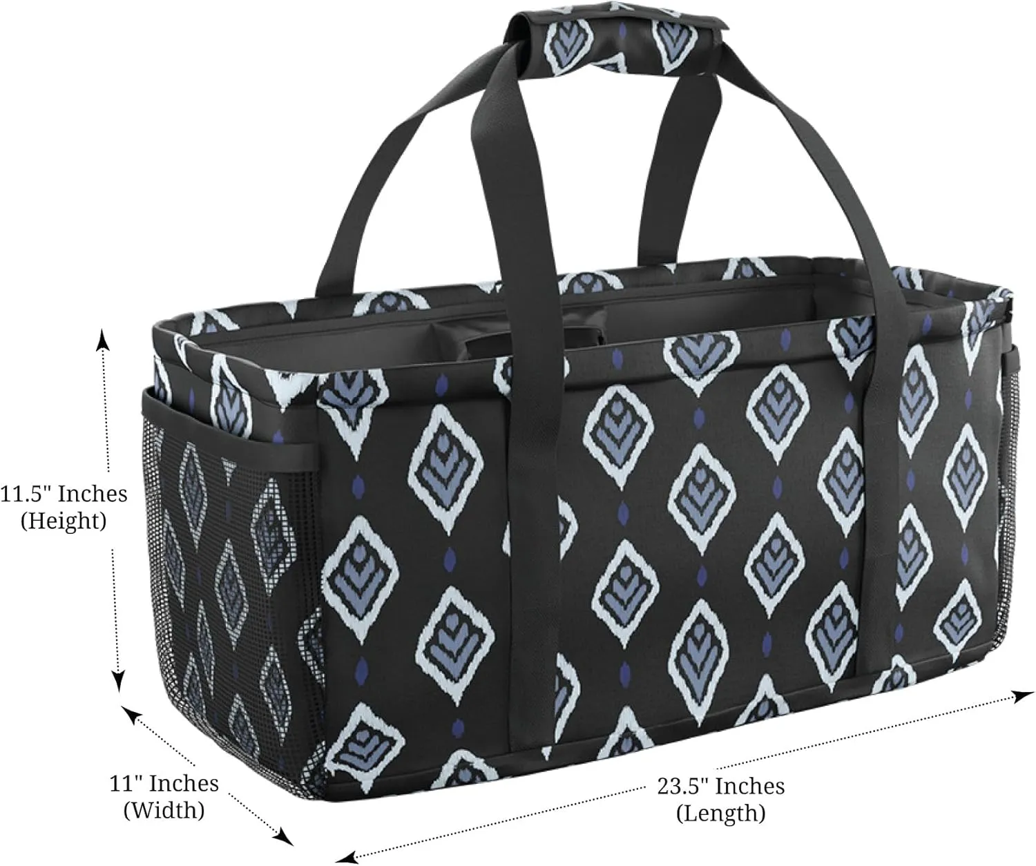 Covers & All Extra Large Utility Tote Bag with Wireframe, Collapsible Reusable Shopping Grocery Bag, Mesh Pockets & Velcro