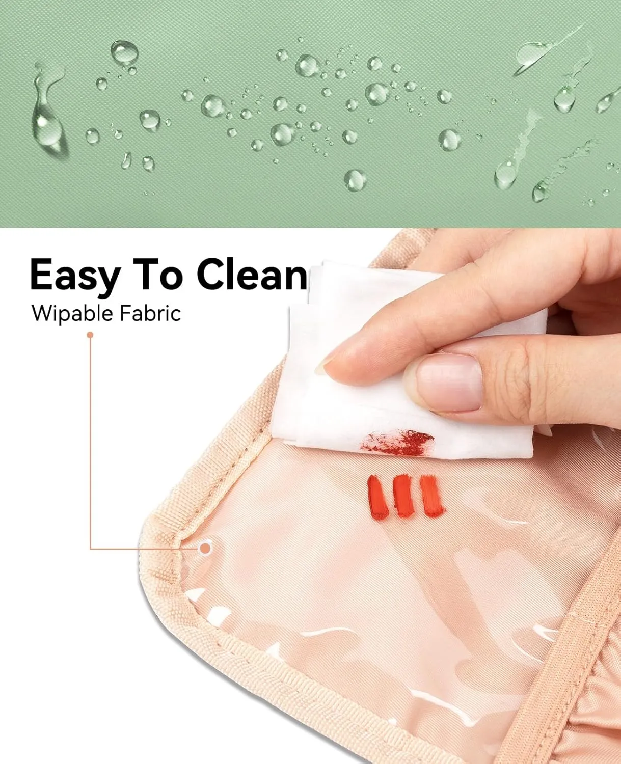 CUBETASTIC Clear Cosmetic Bags, Transparent Plastic Makeup Zipper Pouch Travel Makeup Up Organizer Case, Portable Cute Small Toiletry Bag with Handle and Side Compartment, Green