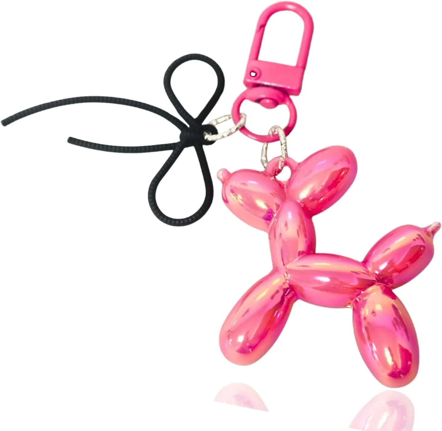 Cute Bow Jelly Balloon Dog Bag Charms Keychain Aesthetic Accessories for Purse Car Keys Handbag for Women Mom Her
